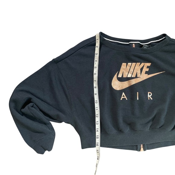 Nike Air Cropped Sweatshirt Black Gold Logo Small S Crewneck‎ Long Sleeve - Picture 5 of 8